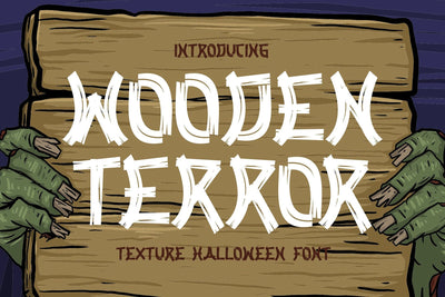 Wooden Terror - Halloween Textured Display Font Font Mozzatype 
