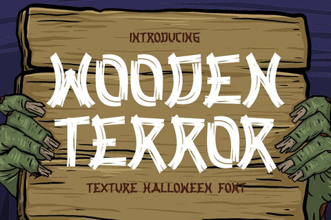 Wooden Terror - Halloween Textured Display Font Font Mozzatype 