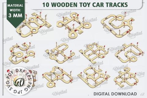 Wooden Toy Car Track Laser Cut Bundle. Kids Toy SVG SVG Evgenyia Guschina 