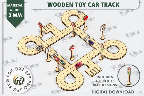 Wooden Toy Car Track Laser Cut Bundle. Kids Toy SVG SVG Evgenyia Guschina 