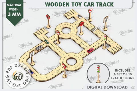 Wooden Toy Car Track Laser Cut. Kids Race Car Track SVG SVG Evgenyia Guschina 