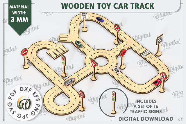 Wooden Toy Car Track Laser Cut. Kids Race Car Track SVG SVG Evgenyia Guschina 