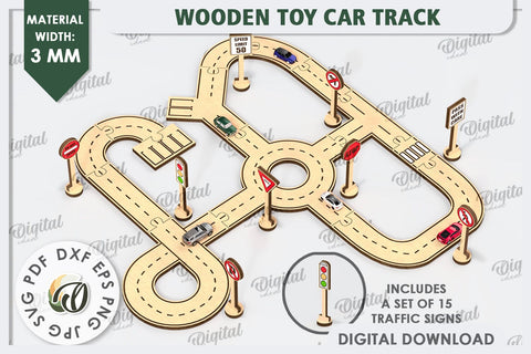 Wooden Toy Car Track Laser Cut. Kids Race Car Track SVG SVG Evgenyia Guschina 