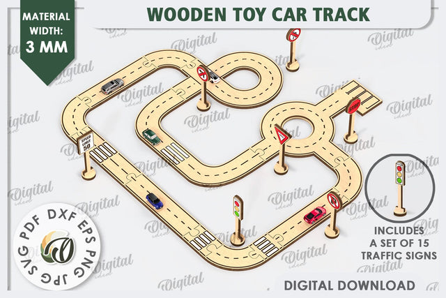 Wooden Toy Car Track Laser Cut. Kids Race Car Track SVG SVG Evgenyia Guschina 