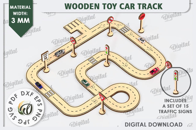 Wooden Toy Car Track Laser Cut. Kids Race Car Track SVG SVG Evgenyia Guschina 