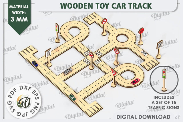 Wooden Toy Car Track Laser Cut. Kids Race Car Track SVG SVG Evgenyia Guschina 