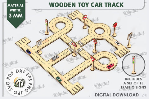 Wooden Toy Car Track Laser Cut. Kids Race Car Track SVG SVG Evgenyia Guschina 