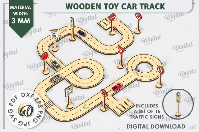 Wooden Toy Car Track Laser Cut. Kids Race Car Track SVG SVG Evgenyia Guschina 