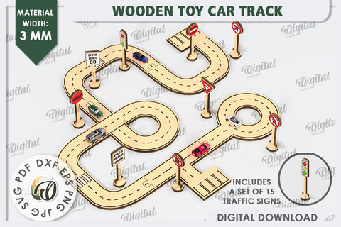 Wooden Toy Car Track Laser Cut. Kids Race Car Track SVG SVG Evgenyia Guschina 