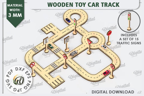 Wooden Toy Car Track Laser Cut. Kids Race Car Track SVG SVG Evgenyia Guschina 