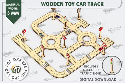 Wooden Toy Car Track Laser Cut. Kids Race Car Track SVG SVG Evgenyia Guschina 