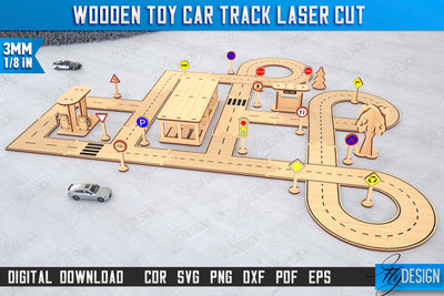 Wooden Toy Car Track Laser Cut | Road Model | Racing Track | Car Track Toy | CNC File SVG Fly Design 