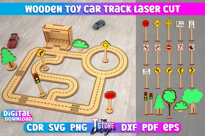 Wooden Toy Car Track | Road model | Racing track | Car Track Toy | CNC File SVG The T Store Design 