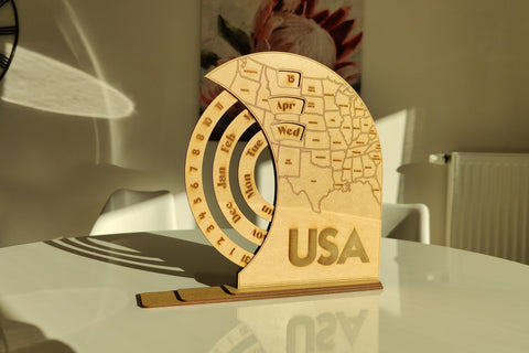 Wooden USA Map Calendar Template? Laser Cut FIles SVG LaserCutano 