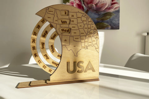 Wooden USA Map Calendar Template? Laser Cut FIles SVG LaserCutano 