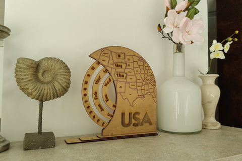 Wooden USA Map Calendar Template? Laser Cut FIles SVG LaserCutano 