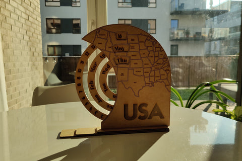 Wooden USA Map Calendar Template? Laser Cut FIles SVG LaserCutano 