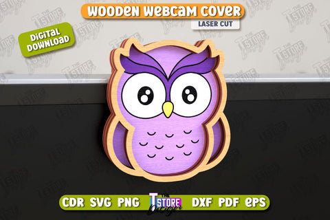 Wooden Webcam Cover Bundle | Monitor Decoration | Computer Accessory | CNC Files SVG The T Store Design 