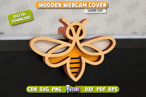 Wooden Webcam Cover Bundle | Monitor Decoration | Computer Accessory | CNC Files SVG The T Store Design 