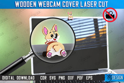 Wooden Webcam Cover Laser cut | Monitor Decoration | Computer Accessory | CNC File SVG Fly Design 