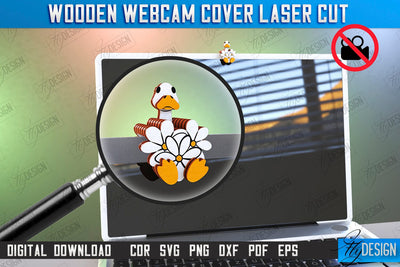 Wooden Webcam Cover Laser cut | Monitor Decoration | Computer Accessory | CNC File SVG Fly Design 