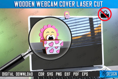 Wooden Webcam Cover | Monitor Decoration | Computer Accessory | CNC File SVG Fly Design 