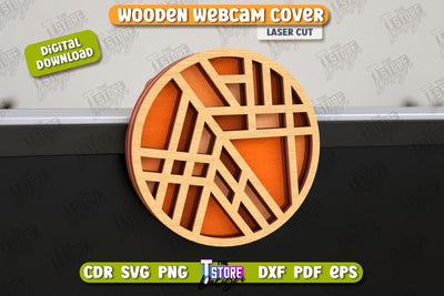 Wooden Webcam Cover | Monitor Decoration | Computer Accessory | CNC File SVG The T Store Design 
