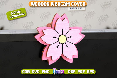 Wooden Webcam Cover | Monitor Decoration | Computer Accessory | CNC File SVG The T Store Design 