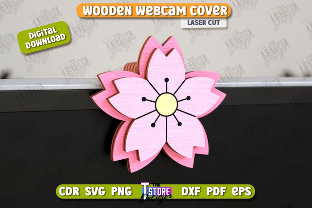 Wooden Webcam Cover | Monitor Decoration | Computer Accessory | CNC File SVG The T Store Design 