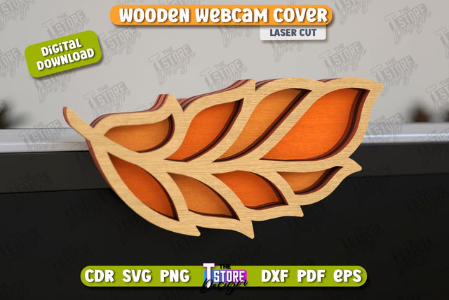 Wooden Webcam Cover | Monitor Decoration | Computer Accessory | CNC File SVG The T Store Design 