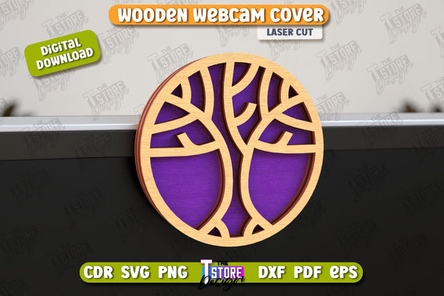 Wooden Webcam Cover | Monitor Decoration | Computer Accessory | CNC File SVG The T Store Design 