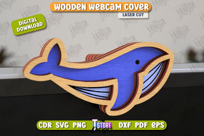 Wooden Webcam Cover | Monitor Decoration | Computer Accessory | CNC File SVG The T Store Design 