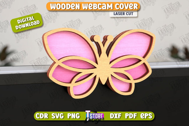 Wooden Webcam Cover | Monitor Decoration | Computer Accessory | CNC File SVG The T Store Design 