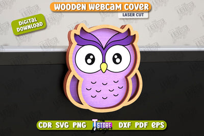 Wooden Webcam Cover | Monitor Decoration | Computer Accessory | CNC File SVG The T Store Design 