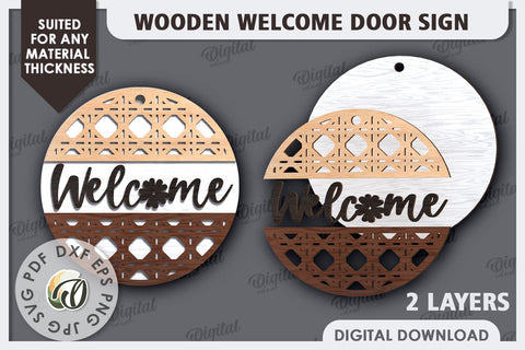 Wooden Welcome Door Sign Laser Cut. Home Decor SVG SVG Evgenyia Guschina 