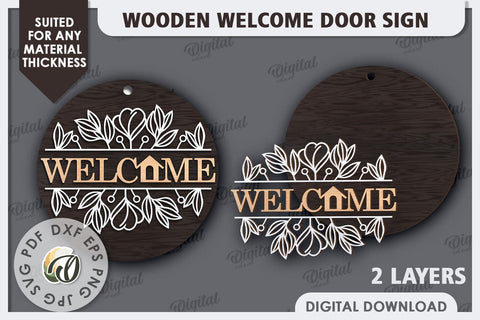 Wooden Welcome Door Sign Laser Cut. Home Decor SVG SVG Evgenyia Guschina 
