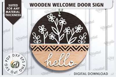Wooden Welcome Door Sign Laser Cut. Home Decor SVG SVG Evgenyia Guschina 