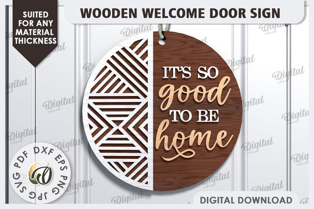 Wooden Welcome Door Sign Laser Cut. Home Decor SVG SVG Evgenyia Guschina 