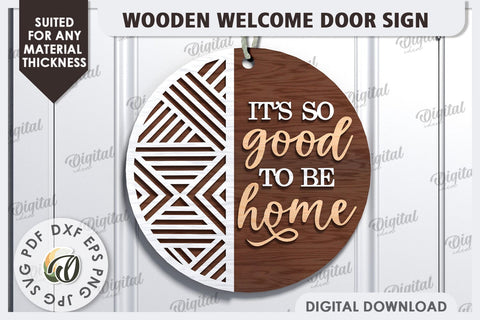 Wooden Welcome Door Sign Laser Cut. Home Decor SVG SVG Evgenyia Guschina 
