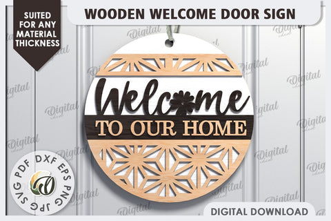 Wooden Welcome Door Sign Laser Cut. Home Decor SVG SVG Evgenyia Guschina 