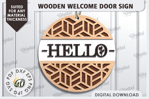 Wooden Welcome Door Sign Laser Cut. Home Decor SVG SVG Evgenyia Guschina 
