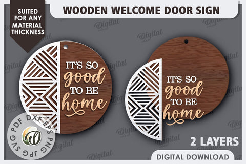 Wooden Welcome Door Sign Laser Cut. Home Decor SVG SVG Evgenyia Guschina 