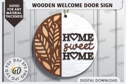 Wooden Welcome Door Sign Laser Cut. Home Decor SVG SVG Evgenyia Guschina 