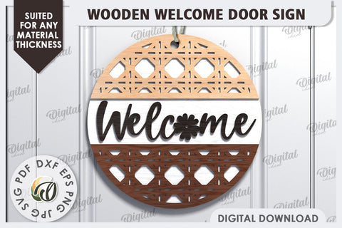Wooden Welcome Door Sign Laser Cut. Home Decor SVG SVG Evgenyia Guschina 