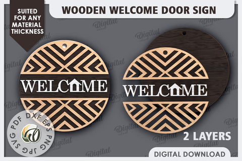 Wooden Welcome Door Signs Laser Cut Bundle. Home Decor SVG SVG Evgenyia Guschina 