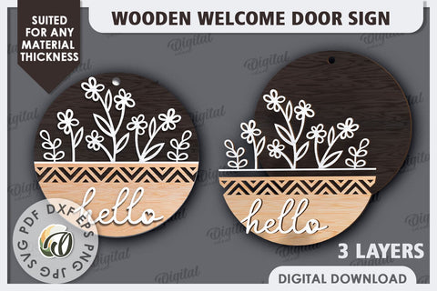 Wooden Welcome Door Signs Laser Cut Bundle. Home Decor SVG SVG Evgenyia Guschina 