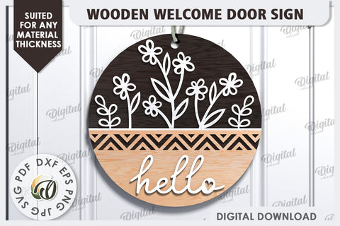 Wooden Welcome Door Signs Laser Cut Bundle. Home Decor SVG SVG Evgenyia Guschina 