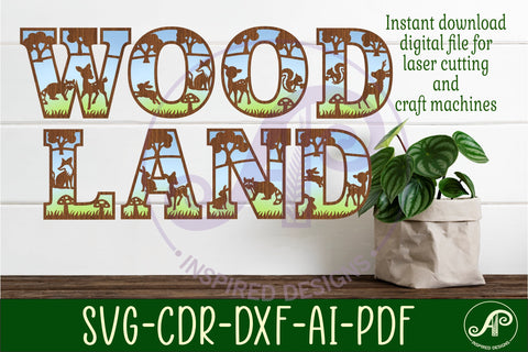 Woodland animal alphabet set. 2 layer 49 letters. SVG APInspireddesigns 