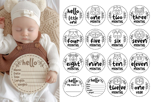 Woodland Animal Baby Milestone Svg Bundle, Baby Monthly Milestones Svg, Baby First Year Milestones Svg SVG Artinrhythm shop 