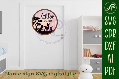 Woodland animal layered named wall sign SVG APInspireddesigns 